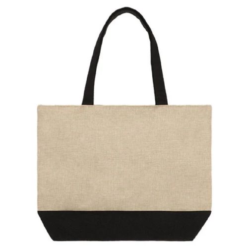 Dark Linen Shopping Bag With Black Base - 14" x 19"
